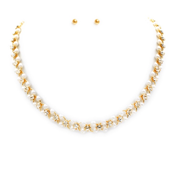 Pave & Pearl Chain Necklace Set - Picture 3 of 4